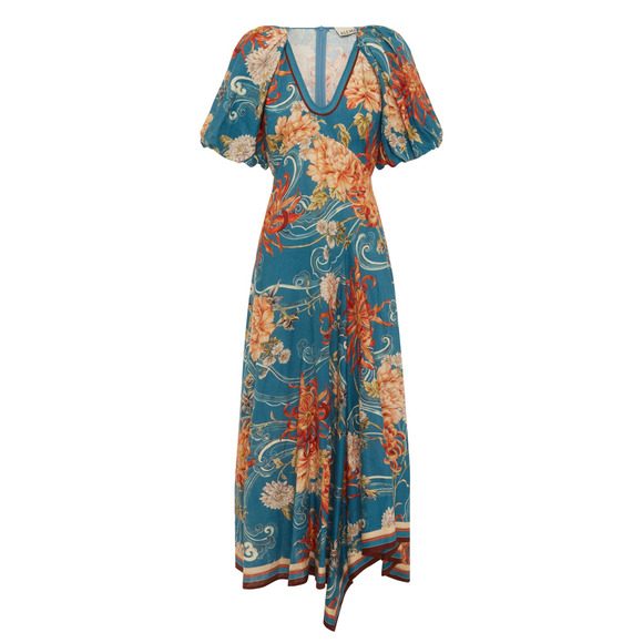 ALEMAIS fletcher puff-sleeve ramie midi dress US 6 - Picture 4 of 7